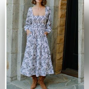 Rachel Pally White Floral Long Sleeve Midi Dress